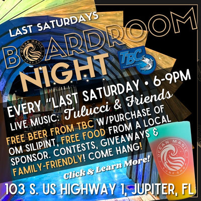 Boardroom Night! The Last Saturday of Every Month at Ocean Magic Surf Shop in Jupiter, Florida.