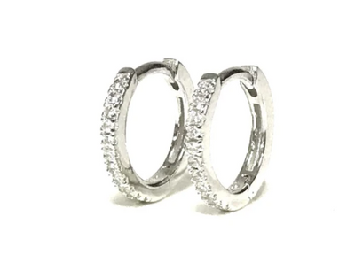 Tiny Cubic Zirconia Pavé Huggie Earrings - 10mm