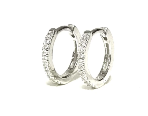 Small Pavé Huggie Earrings - 12mm