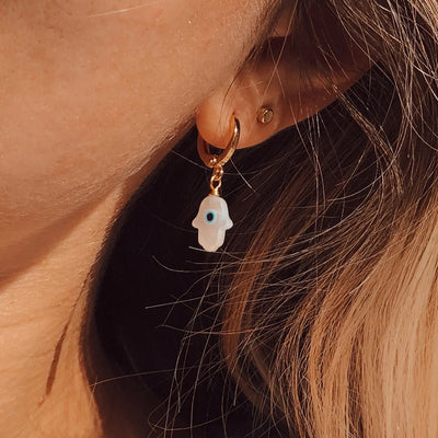 Hamsa Charm Earrings at OceanMagicSurf.com.