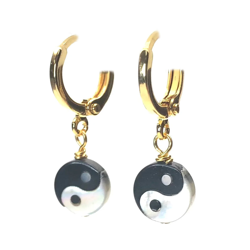 Yin Yang Huggie Earrings